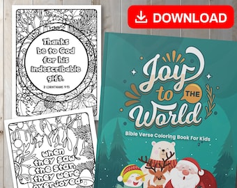 BEST VALUE Joy To The World! Bible Verse Coloring Book For Kids - Instant Download Advent Christmas Devotional Pages With Scriptural Verse