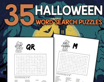 BEST VALUE - Halloween Word Search Puzzles Activity Book! – 35 Printable Halloween Activity Pages for Boys, Girls, and Kids Instant Download