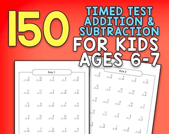 BEST VALUE 150 Printable Addition and Subtraction Math Worksheets Grade 1 Ages 6-7, Math Workbook Number Practice for Math Geek Homeschool