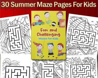 BEST VALUE Fun and Challenging Mazes For Kids - Instant Download Challenging Puzzles, Problem-Solving Coloring Activity for Girls and Boys