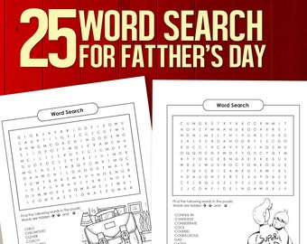 BEST VALUE Father's Day Relaxing Large Print Word Search Puzzles - Instant Download Challenging Workbook and Coloring Activity For Dads