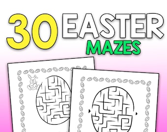 BEST VALUE 30 Maze Printable Easter Activity Sheets, Easter Basket Stuffers, Easter Worksheets, Easter Coloring Pages, Easter Egg Hunt PDF