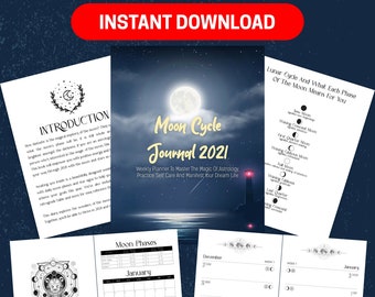 BEST VALUE 2021 Moon Cycle Journal Book - Instant Download Weekly Planner Pages - Master The Magic Of Astrology, Manifest Your Dream Life