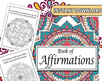 BEST VALUE - 30 Positive Affirmations Coloring Pages To Relieve Stress And Anxiety - Instant Download Book Of Affirmation - Mandala Coloring