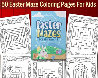BEST VALUE 50 Easter Mazes For Kids Ages 4-8 - Instant Download Easter Puzzle Activity Book For Kids To Color and Practice Problem Solving