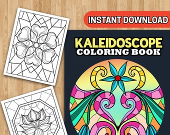 BEST VALUE 30 Kaleidoscope Coloring Pages - Stained Glass Coloring Book Printable Coloring Pages Digital Download Art Stress Relief Gift PDF