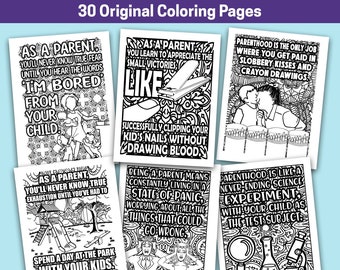 BEST VALUE Parenthood - Instant Download Relaxing Adult Coloring Book With Snarky And Funny Parent Quotes To Color, Perfect Art Therapy Gift