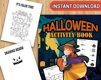 BEST VALUE 25 Halloween Activity Pages Coloring Book Instant Download For Kids - Children Activity Book - Halloween - Spooky Witch - Cat PDF