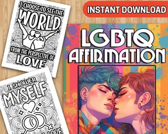 BEST VALUE! LGBTQ Affirmation Coloring Book pdf - Instant Download - Motivational Pages For Adults Relaxation This Pride Month, Ideal Gift