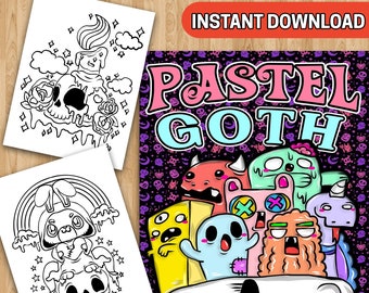 BEST VALUE Pastel Goth Coloring Book - Instant Download Cute And Dark Spooky Gothic Pages, Horror Pictures For Adults, Grown-Ups, Teens