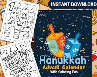 BEST VALUE 30 Hanukkah Advent Calendar With Coloring Fun - Instant Download Coloring Book Festive Countdown To Hanukkah For Holiday Gifting