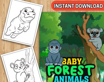 BEST VALUE 25 Baby Forest Animals Coloring Pages - Instant Download Coloring Book For Kids To Enjoy, Learn, And Discover Woodland Creatures!