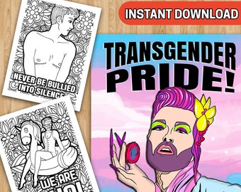 BEST VALUE Transgender Pride! - Instant Download Adult Coloring Book For Trans With Affirmations, Great Pride Book For LGBTQ Community