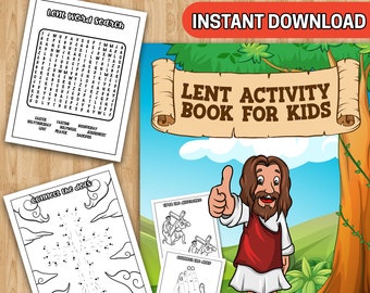 BEST VALUE 40 Lent Activity Book For Kids - Instant Download 40 Days Devotional Coloring Pages W/ Bible Scriptures To Learn More About Jesus