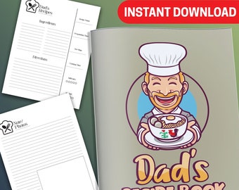 BEST VALUE Dad's Recipe Book - Instant Download Kitchen Cookbook To Record Favorite Recipes At Home, Perfect Bonding To Cook With Family