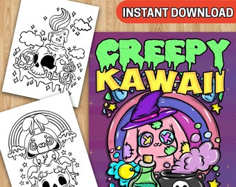 BEST VALUE Creepy Kawaii Satanic Coloring Book - Instant Download Cute And Dark Spooky Gothic Pages, Horror Pictures For Adults, Teens