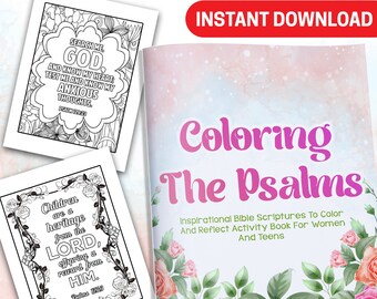 BEST VALUE 50 Coloring The Psalms Pages - Instant Download Christian Coloring Book Inspirational Word of God To Reflect For Women And Teens