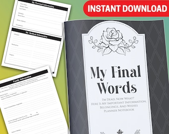 BEST VALUE My Final Words - Instant Download I&#39;m Dead, Now What? Here Is My Important Information, Belongings, And Wishes Planner Notebook
