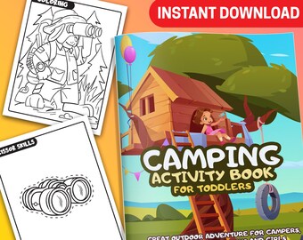 BEST VALUE! Camping Activity Book For Kids - Instant Download Printable PDF Coloring Page Drawing Board, Maze, Shadow Matching and More!