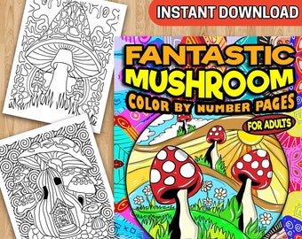BEST VALUE! 30 Fantastic Mushroom Coloring Pages - Instant download  for Adult Coloring Books Printable Pages Fungi, Shiitake, and MORE!