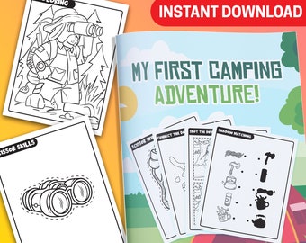 BEST VALUE! My First Camping Adventure - Instant Download For Kids Quotes To Inspire Campers Coloring Pages Ideal Gift  Wild Life Mountains