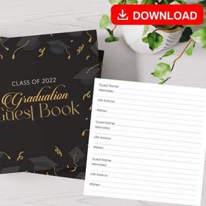 BEST VALUE! Class Of 2022 Graduation Guest Book - Instant Download Keepsake Journal, Perfect Party Gift For High School & College Students