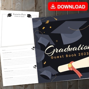 Libro de visitas de graduación de MEJOR VALOR 2023: descarga instantánea del libro de visitas de recuerdos para capturar recuerdos y apreciar mensajes y deseos, registro de regalos