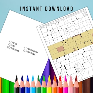 BEST VALUE The Western Wall, Jerusalem, Israel Coloring Page - Instant Download World Travel Mosaic Color By Number, Mosaic Coloring Gift