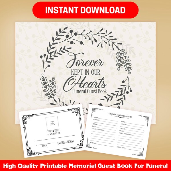 Funeral Guest Book Etsy