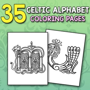 Libro para colorear del alfabeto celta de MEJOR VALOR: 35 páginas para colorear del alfabeto celta imprimibles para todas las edades Descarga instantánea