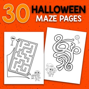 BEST VALUE 30 Halloween Mazes, A Spooky Coloring Activity Book For Kids
