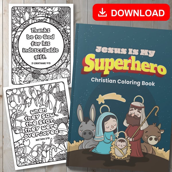 Jesus Superhero Coloring Pages - Etsy