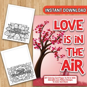 BEST VALUE 25 Love Is In The Air Greeting Cards - Instant Download Create Your Own Greeting Letter Pages Unique Gift For Valentine&#39;s Day
