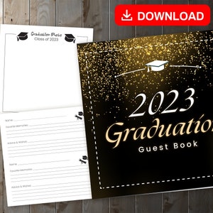 Libro de visitas de graduación de MEJOR VALOR 2023: descarga instantánea del libro de visitas de recuerdos para capturar recuerdos y apreciar mensajes y deseos, registro de regalos