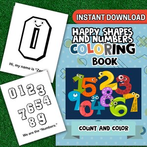 25 vrolijke vormen en cijfers kleurplaten - kleurboek voor kinderen direct downloaden om stress te verlichten, te ontspannen, sneller te leren en zelfverzekerd te zijn