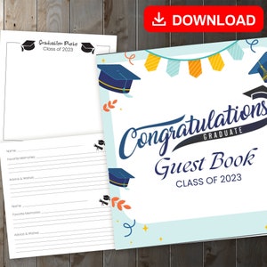 MEJOR VALOR Felicitaciones Libro de visitas para graduados, promoción de 2023: descarga instantánea, captura recuerdos y aprecia mensajes y deseos, registro de regalos