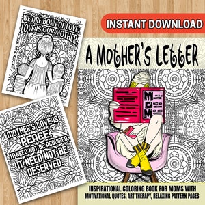 MEJOR VALOR 30 La carta de una madre: descarga instantánea de un libro para colorear inspirador con citas motivacionales y páginas de patrones relajantes