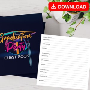 BEST VALUE! Graduation Party Guest Book - Instant Download Keepsake Journal W/ Wishes, Perfect Party Gift For High School & College Students