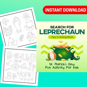 BEST VALUE 25 Search For Leprechaun I Spy Coloring Book - Instant Download St. Patrick&#39;s Day Fun Activity For Kids W/ Leaf Clover & Shamrock