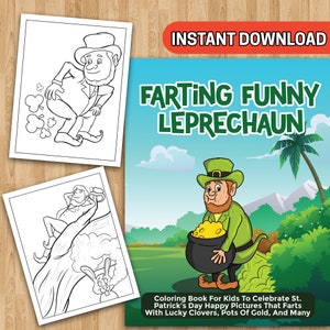 BEST VALUE 25 Farting Funny Leprechaun - Instant Download Coloring Book For Kids To Celebrate St. Patrick&#39;s Day Happy Pictures That Farts