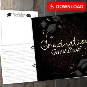 MEJOR VALOR Felicitaciones Libro de visitas para graduados: Promoción de 2023 - Libro de visitas de recuerdos de descarga instantánea para capturar recuerdos, mensajes y deseos