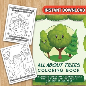 BEST VALUE 30 All About Trees Coloring Book - Instant Download Celebrate Arbor Day Learning Pages, Tree Facts For Kids Of All Ages
