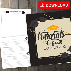 MEJOR VALOR ¡Felicidades, graduado! Clase de 2023: libro de visitas de recuerdos de descarga instantánea para capturar recuerdos y apreciar mensajes y deseos, registro de regalos