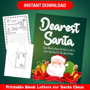 Bester Wert 90 Lieber Santa Malvorlagen - Sofortiger Download Weihnachten Malbuch Niedliche leere Briefe zum Schreiben, Ausmalen und Senden an den Weihnachtsmann