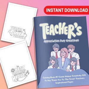 MELHOR VALOR 25 Saudações do Dia de Valorização do Professor - Download instantâneo de livro para colorir de cartões, presente para dizer obrigado, páginas inspiradoras