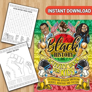 BEST VALUE 25 Black History Activity Book For Kids - Instant Download Coloring Pages Celebrating African American Heroes, Heritage & Culture