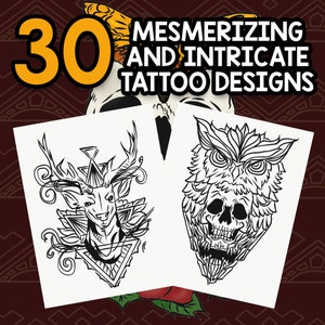 BEST VALUE 30 Tattoo Adult Coloring Book - Bizarre And Enchanting Illustrations As Design References, Perfect Gift For Daring And Fun Adults