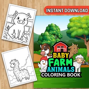 BEST VALUE 25 Baby Animals Farm Coloring Pages - Instant Download Printable Farm Animal Coloring Book For Kids Adults, Cute Coloring Pages