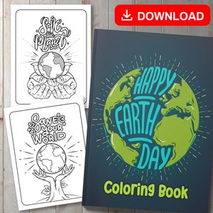 NAJLEPSZA WARTOŚĆ! Kolorowanka Happy Earth Day - natychmiastowa aktywność edukacyjna do pobrania dla dzieci, miłośników przyrody, chłopców i dziewcząt Idealny prezent