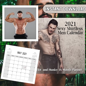 BEST VALUE 16 Sexy Shirtless Men 2021 Calendar Planner Book - Instant Download Wall Calendar Pages Journal Book Helps Setting Up Goals